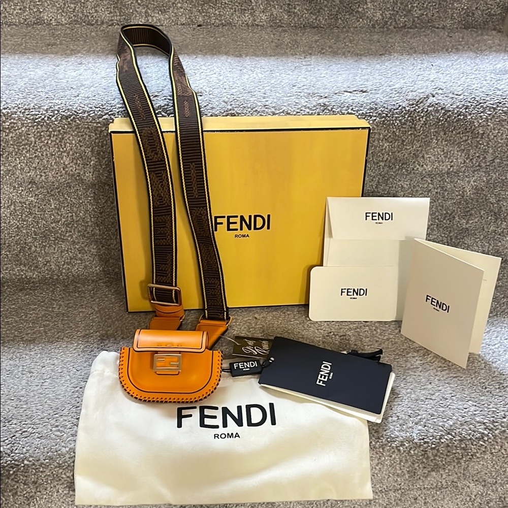 Fendi Pico Baguette AirPod Necklace/Bag Charm with Logo Strap - NWT
